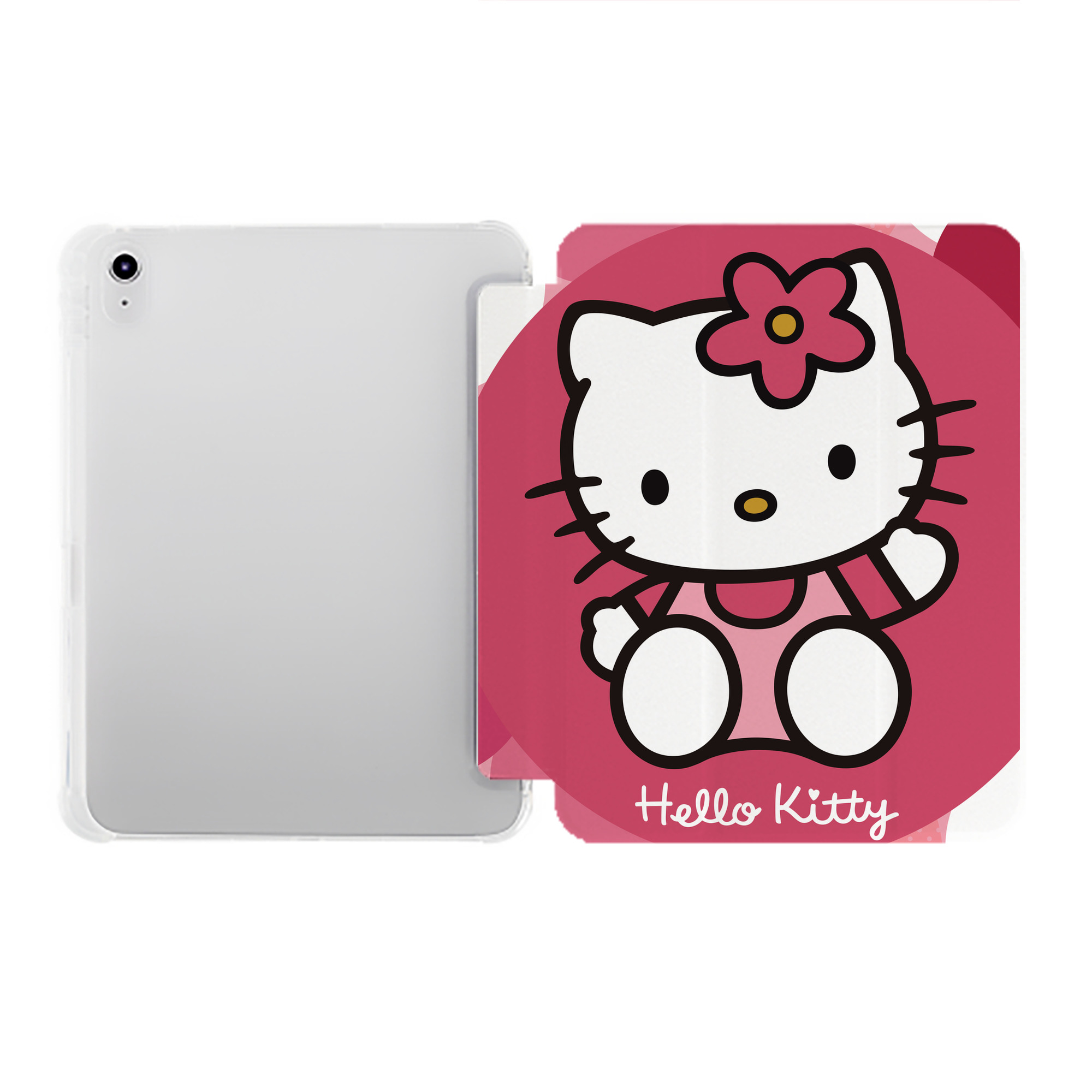 （画像用） Hello Kitty ハローキティ IPad ケース ペン収納付き 三つ折りスタンド PUレザー×シリコン 対応機種9.5/10.5/10.9インチ